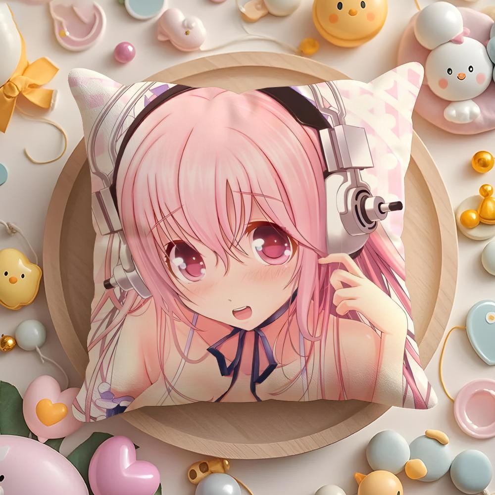 S-SUPER Anime S-SONICO Poszewka na poduszkę do domu i samochodu, wielofunkcyjna - Dwustronna, Miękka i Trwała do codziennego użytku