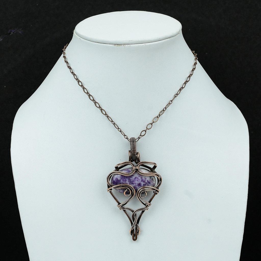 Pandantiv Piatră Prețioasă Lepidolit Bijuterii Înfășurate în Sârmă de Cupru Pandantiv Făcut Manual Bijuterii Lepidolit Autentic Pandantiv Înfășurat în Sârmă de Cupru Cadou Pentru Mamă