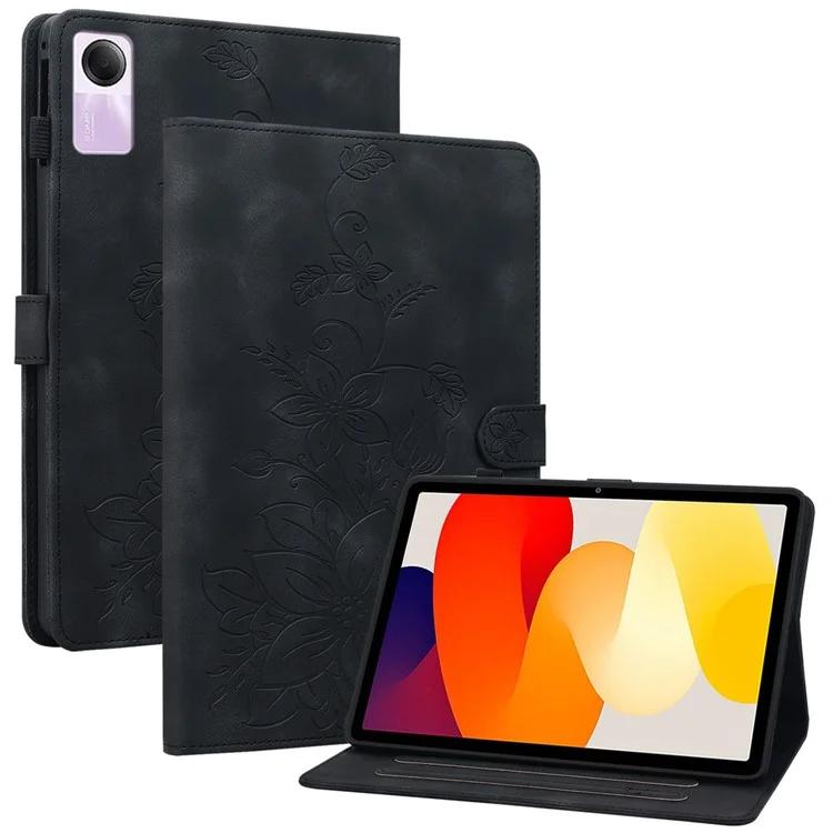 

For Xiaomi Redmi Pad SE Lily Flower Case PU Leather Tablet Folio Shell Cover with Card Holder