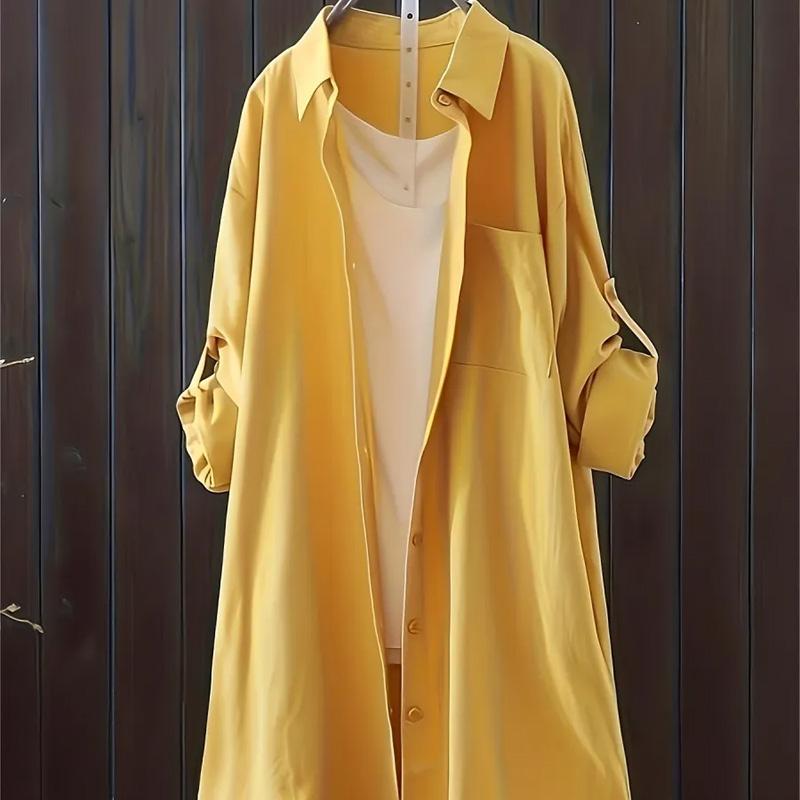 Coat for Women Cotton Autumn Winter Thickened Casual Oversize Loose-Fit Long-Sleeve Blouse Jacket