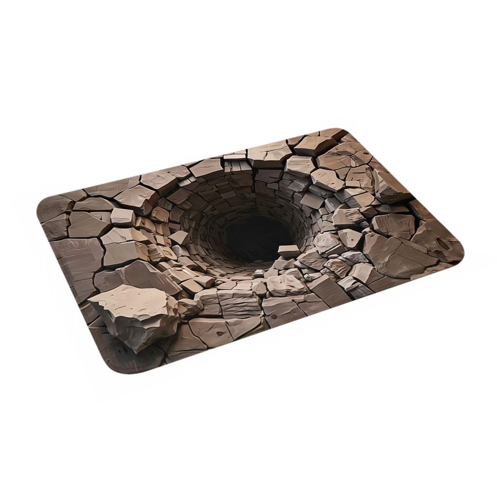 3D Visual Illusion Effect Stone Wall  Doormat Non-Slip Entrance Kitchen Bathroom Floor Door Mats  Garage Carpet Rug