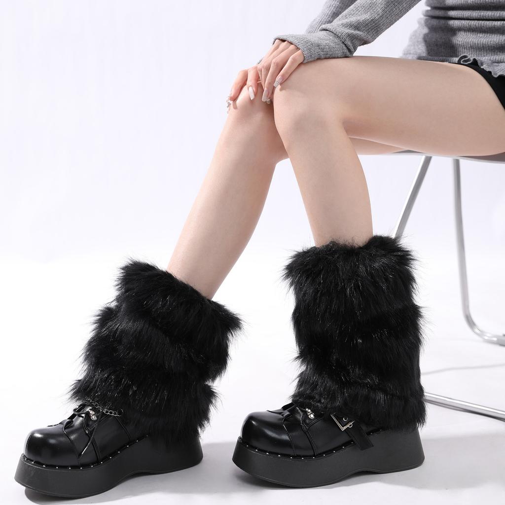 Plush Sock Covers for Warmth and Thickened Protection of the Calves Jk Cold-proof Socks and Autumn/winter Faux Fur Leg Warmers Y2k Hot Girl Leg