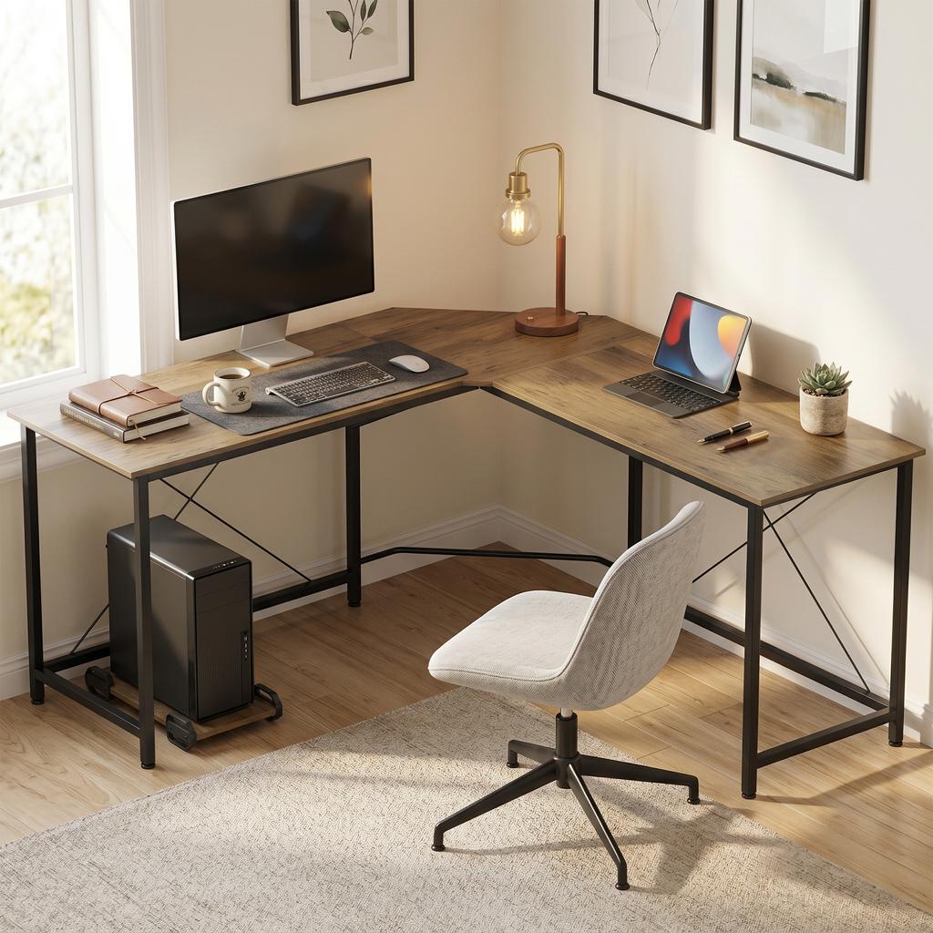 Corner L-Shape Computer Desk PC Workstation Writing Gaming Table Home Office