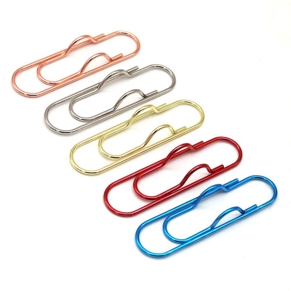 10pcs Colorful Paper Clips Document Clips Bookmarks Stationery Pen Holder  Metal