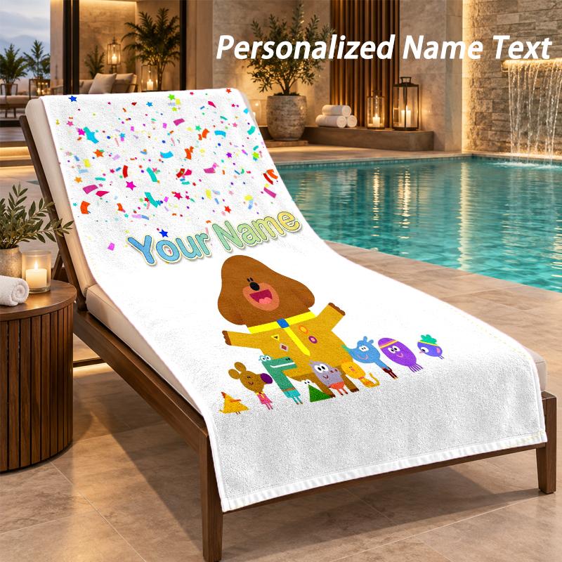 Hey Duggee Custom Name Beach Towel Large Soft Towel for Indoor Bathroom Outdoor Beach