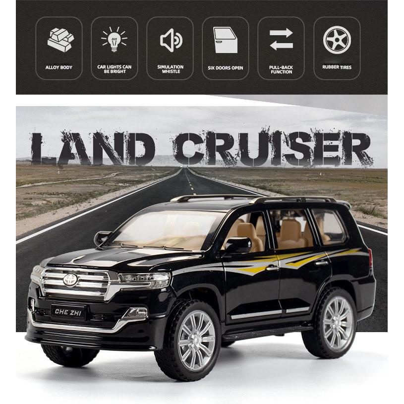 Model autíčka Toyota Land Cruiser v měřítku 1/24, stahovací autíčko se zvukem a světlem pro děti Batole Kluci Dívčí Dárková kolekce