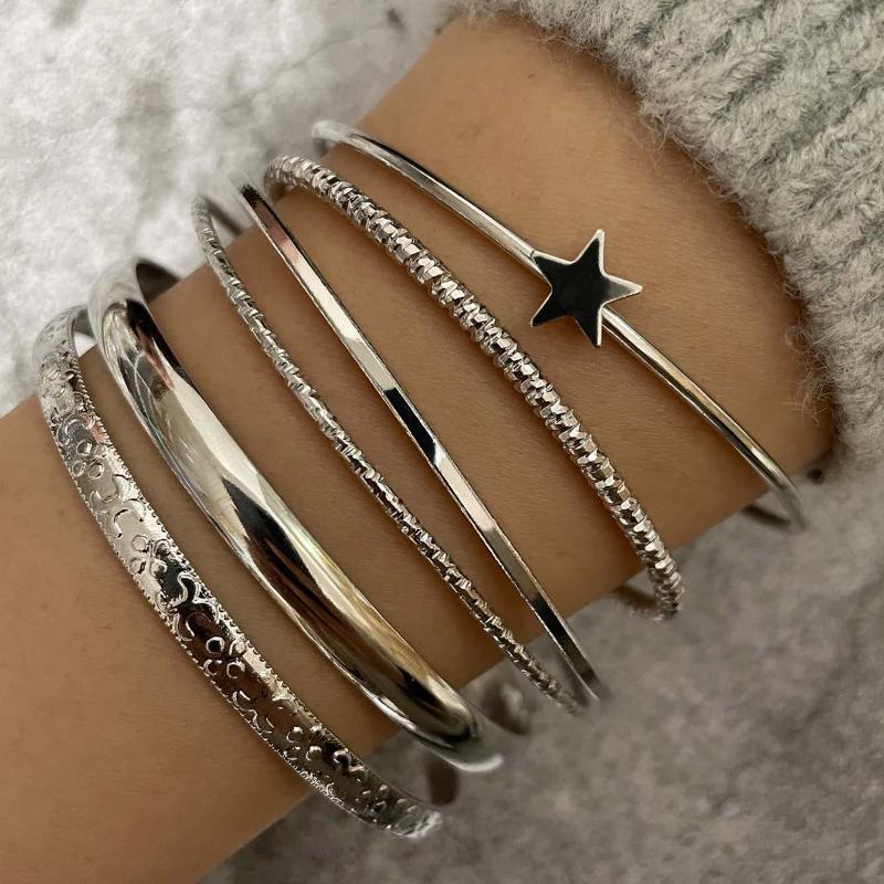 6pcs 10PCS Minimalist Five-Pointed Star Bracelet Set