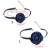 Big Flower Chokers Necklace Vintage Flower Necklace Neck Chain Blue Wide Denim Neckband Statement Jewelry for Womens