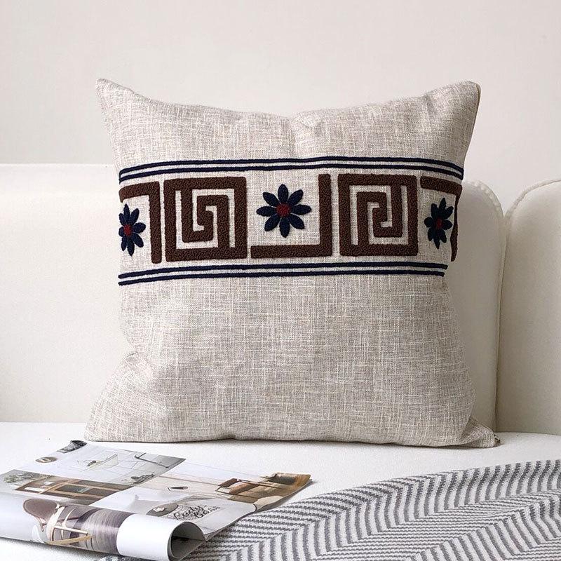 

Modern Simple Light Luxury Metropolitan Model House Home Soft Decoration Nordic Geometric Embroidered Pillow Cushion Cover Core 45x45cm