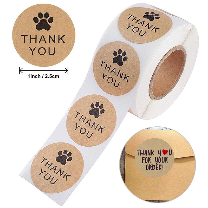 500Pcs Thank You For Your Order Kraft Sticker Handmade Packaging Seals Label