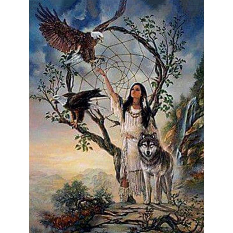 

5D DIY Алмазная картина Комплект племенных фигурок Искусство Алмазная вышивка Стразы Украшения для дома Round 40x50cm