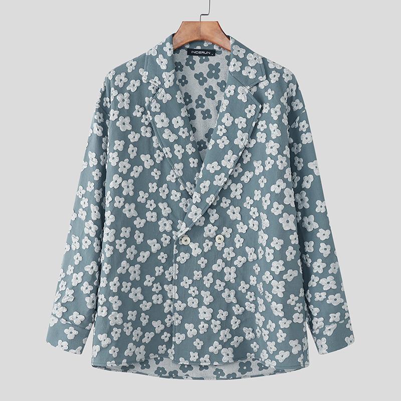

INCERUN Mens Casual Party Loose Turn-down Collar Flowers Hippie Thin Suit Blazer Coats 5XL синій