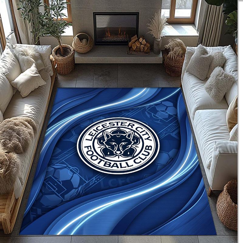 Tappeto in Velluto di Cristallo con Stampa del Leicester City Football, Comodo Assorbente d'Acqua Antiscivolo Tappeto per Pavimenti Interni