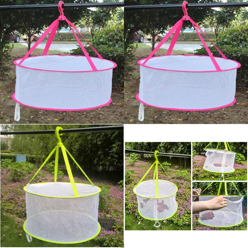 Foldable Clothes Drying Mesh Basket With Large Diameter For Sweaters And Underwear Drying