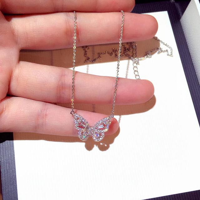 Novo colar de borboleta criativo para mulheres, totalmente deslumbrante, pedra cz, acessórios de moda para meninas, festa, colocação diária, joias
