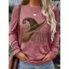 Tops for Women Magic Hat Print  Round Neck Long Sleeve T-shirt Fall Casual Slim Pullover Women's Long Sleeve Top