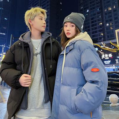 Padded-on Men's Winter Thickened Contrasting Color Bread Clothes Women's Jackets Student Tide Loose Couple Padded Jackets