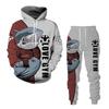 Autumn Winter 3D Animal Sports Printed Men's Hooded Sweater Set Men's Casualwear Tracksuit Long Sleeve Men's Clothing Suit