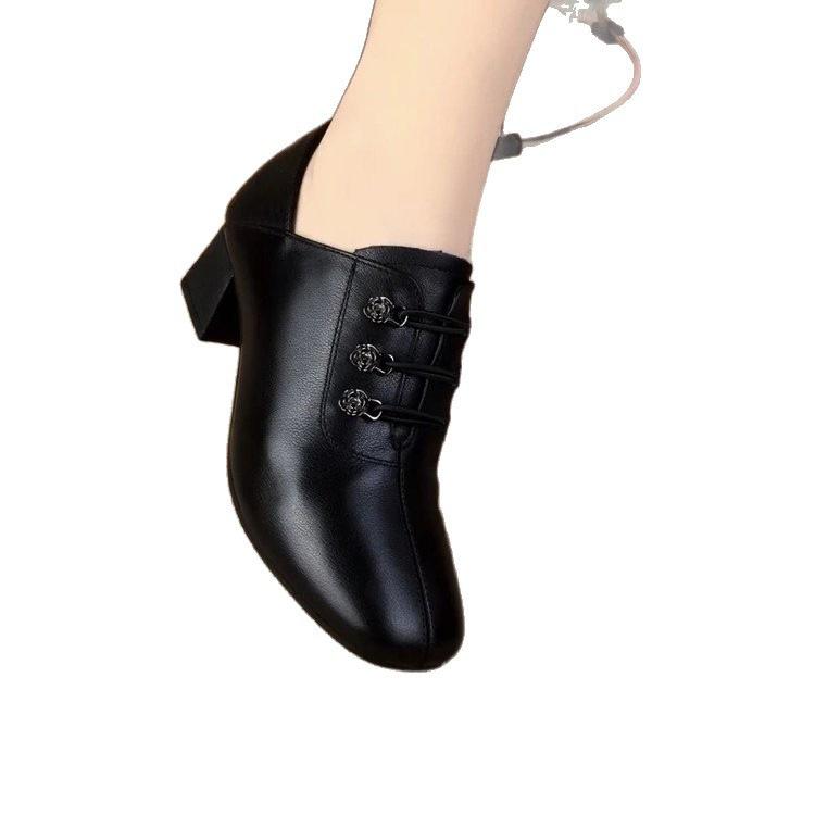 Shoes soft leather new spring soft sole single shoes deep mouth soft surface leather shoes