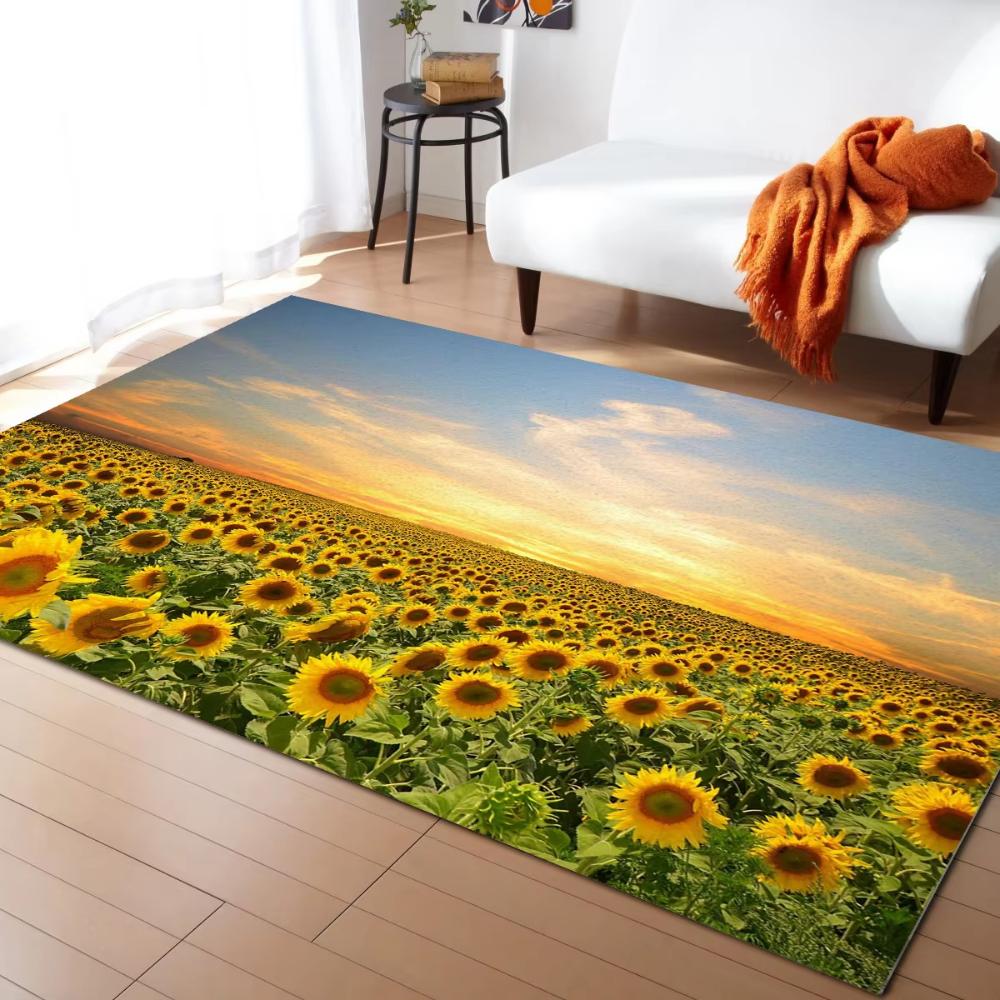

Позитивные Летние Весенние Ковры с Подсолнуховым Полем для Декора Гостиной, Коридора, Балкона, Напольные Коврики для Отдыха, Коврик для Дивана, Кофейного Столика 40x60cm