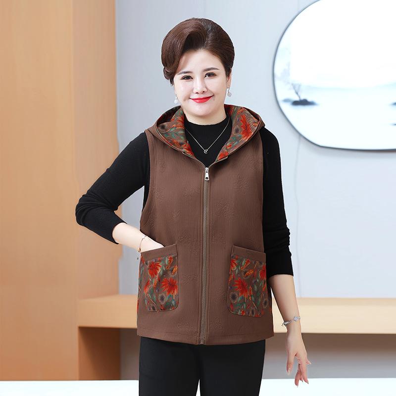 Plus Size Sleeveless Vest for Middle-aged and Elderly Women - Spring/Autumn Outerwear