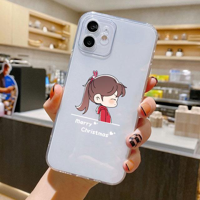 Christmas Cartoon Snowman Case For iPhone 14 11 12 Pro 13 Pro Max XR XS X 6s 7 8 Plus SE 2020 13 Luxury Shockproof Clear Cover