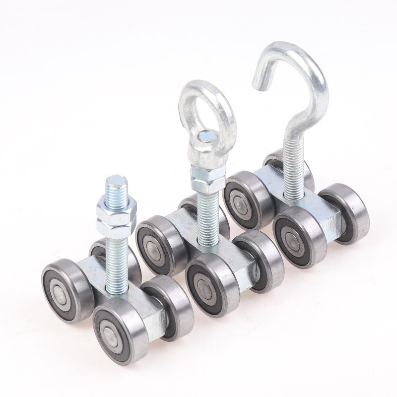 1Pcs Industrial Heavy Duty Sliding Door Hanging Rail Bearing Wheel Iron Pulley M12X80 Steel Tile Roller Wheel Loading 400Kg