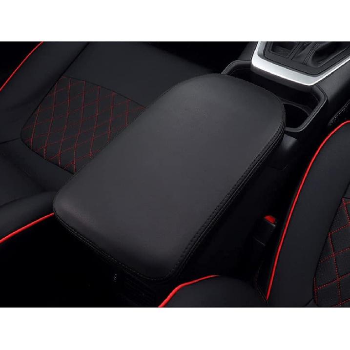 INTGET Center Console Armrest Cover for 2025 Toyota RAV4 Accessories 2024 2023 2022 2021 2020 2019 Leather Middle Console Lid Cover Pad Protector