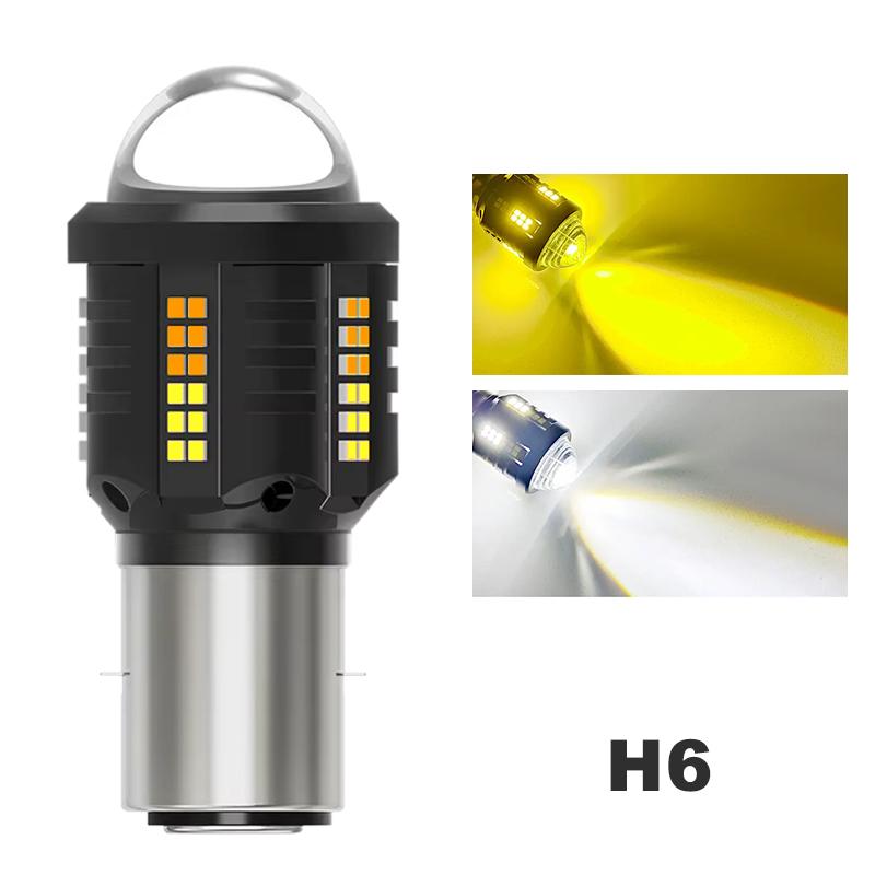 1 Stück H4 Motorrad Scheinwerferbirne Zweifarbig Weiß Gelb BA20D H6 CSP 3570 LED Scheinwerfer mit Angel Eye