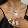 2025 New Fashion Silver Color Heart-shaped Rhinestone Necklace Earring  Set Women's Wedding  Valentine's Day Gift