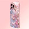 Luxury Butterfly Pearl Pattern Pink Metallic Paint Glass Phone Case For iPhone 11 12 13 14 15 16 17 Pro Max Plus 16E 17Air Cover