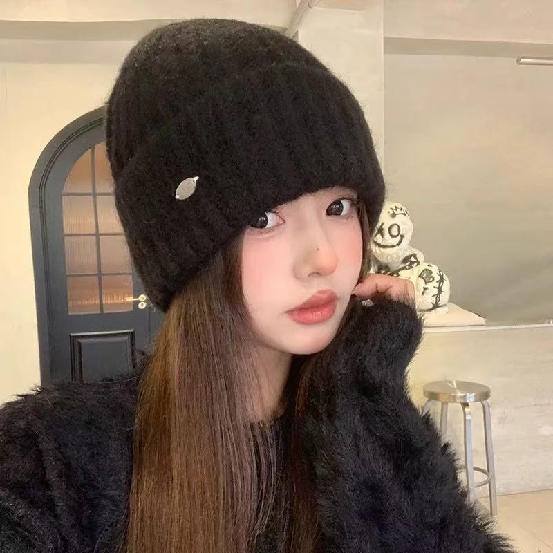Soft and Skin Friendly Off White Knitted Hat for Women Thickened Warm Woolen Hat for Autumn and Winter  Outdoor Windproof Ear Protecting Hat  Cold Hat