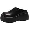 Retro versatile non-slip black thick-soled bag head slippers for women's summer wear 2025 new one-pedal heightening Birkenstocks