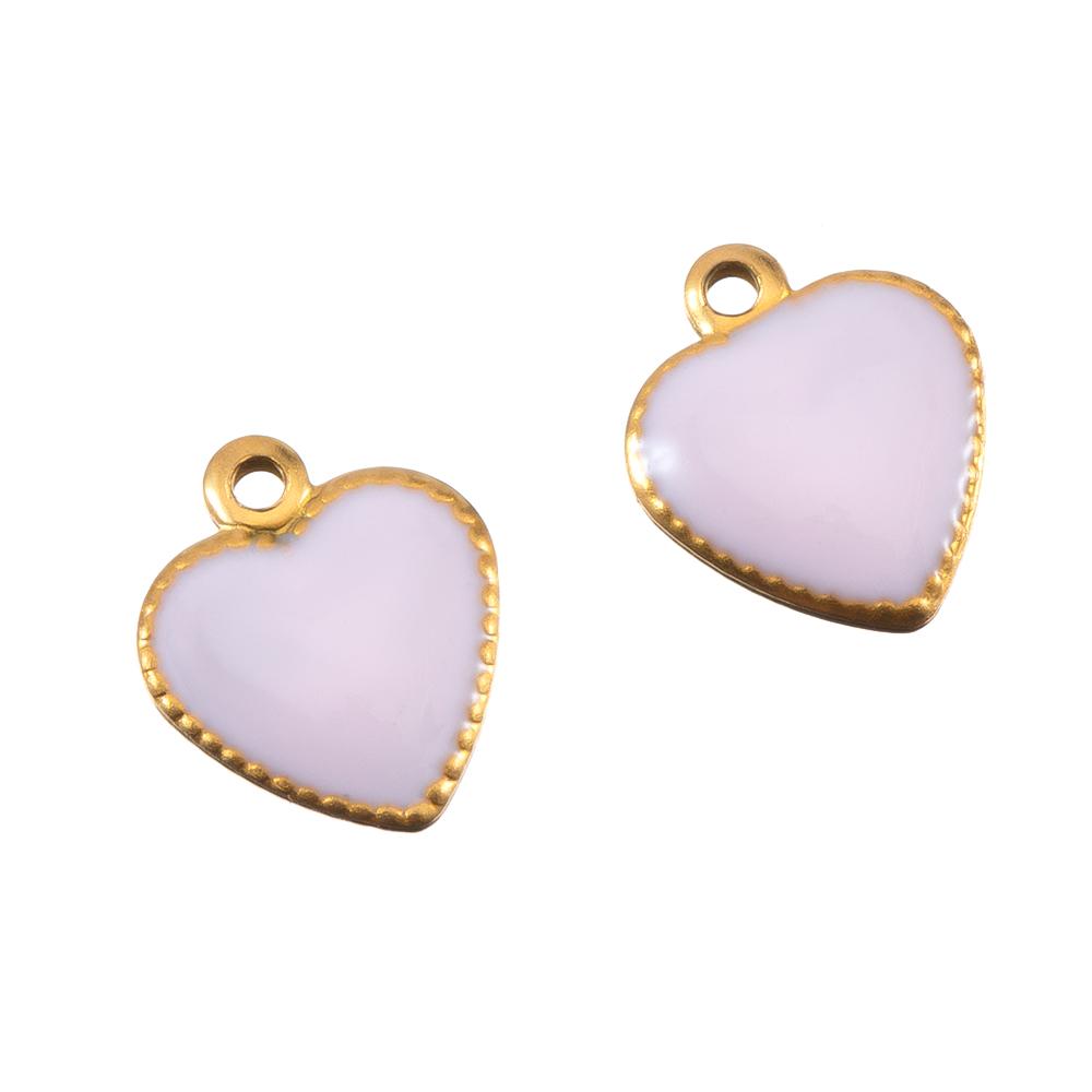 10pcs Stainless Steel Enamel Small Love Heart Charm Necklace Pendant for DIY Women Jewelry Findings Earring Supplies Wholesale