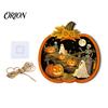 Dark Academia Room Decor Halloween Wooden Pumpkin Sign, LED Light Up Ghost Hanging Gothic Home Accessories Wall Sign for Indoor Outdoor Holiday Party