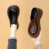 Fashion Loafers Women's Platform Small Men 2025 Spring New Retro Muffin Commuting One Foot Small Leather Shoes