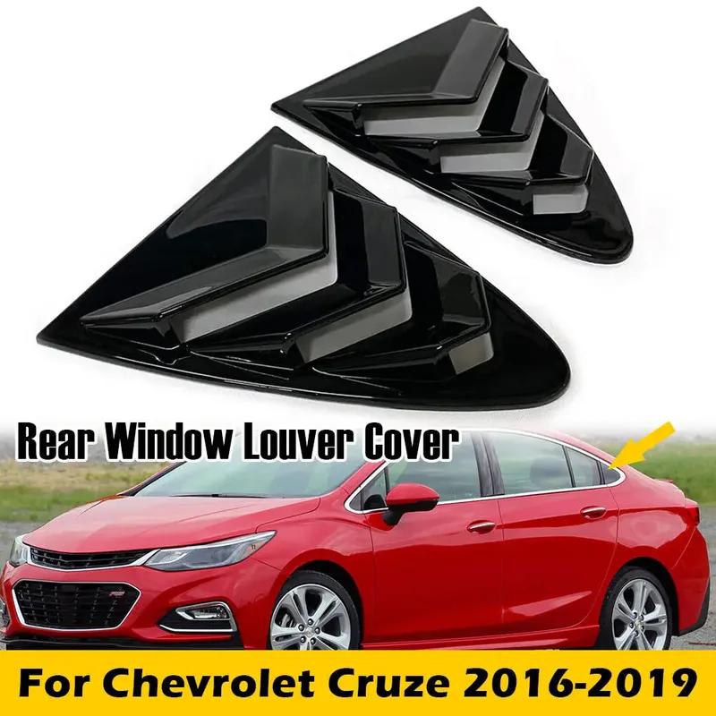 For Chevrolet Cruze 2016- Car Rear Louver Window Side Shutter Cover Trim Sticker Vent Scoop ABS Carbon Fiber Accessories ABS Gloss Black