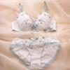 Japanese girl thin embroidered low chicken heart bra set gathered round chest underwear bra large size