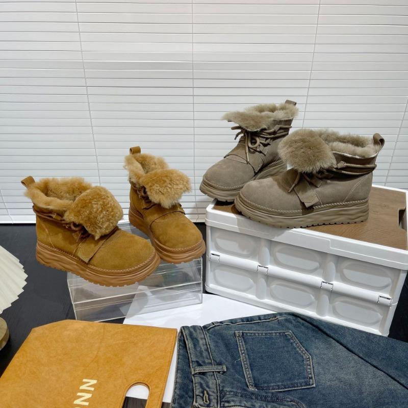 European Version Women's Boots Thick-soled Snow Boots Women's Winter New Warm and Velvet Casual Women's Shoes Leather Short Cotton Boots