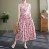 Abiti Estivi Vintage Stampati da Donna Senza Maniche Moda Ampi Vacanza Spiaggia Abito Sottile Eleganti Vestidos Robe Femme