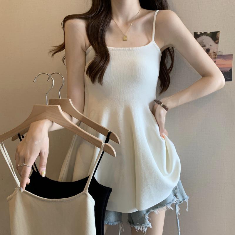 

2024 Women s Plus Size Casual Camisole with Slimming A-Line Skirt XL чёрный