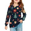 Christmas Day Girls' Long Sleeve Blouse - Round Neck Soft Waist Tunic