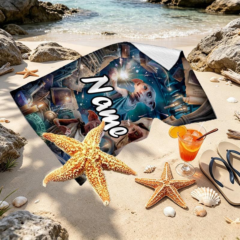 Custom Name Personalized Avatar Print Beach Towel, for Trip Camping Beach Party Home Decor, Birthday Gift for Family & Friends
