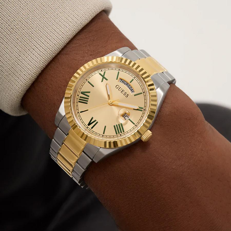 Guess Two-Tone Stainless Steel Men's Quartz Watch with Date Strap - GW0265G14