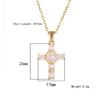 Gold Plated Zircon Cross Pendant Titanium Steel Clavicle Necklace For Women