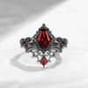 s/set Fashionable Inlaid Red Synthetic Zirconia Black Double-layer Ring Women's Gothic Daily Wear Jewelry Accessories Gifts