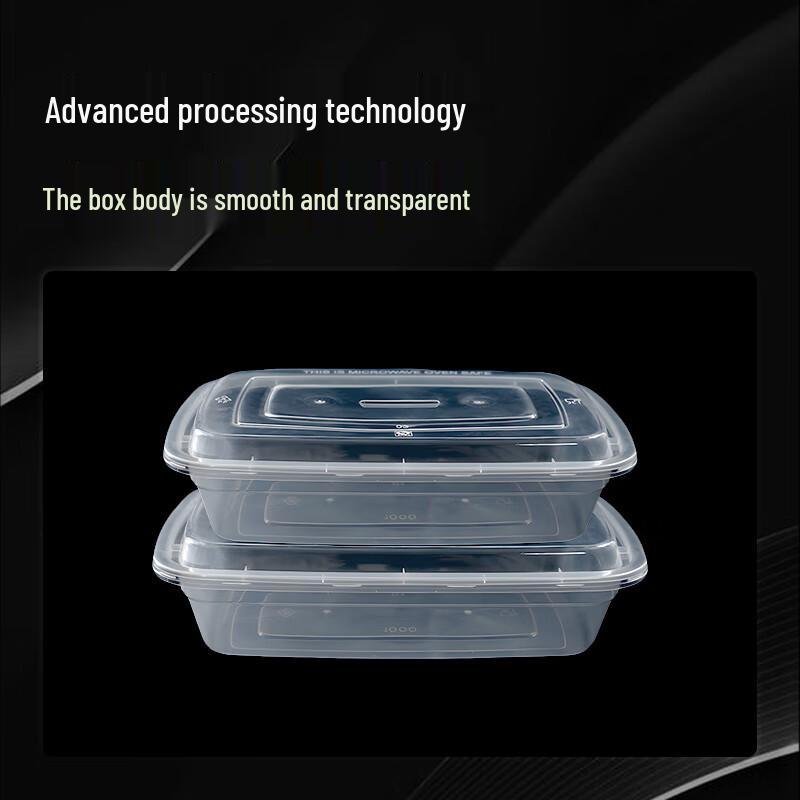 Disposable Rectangular 1000ml Food Container with Lid