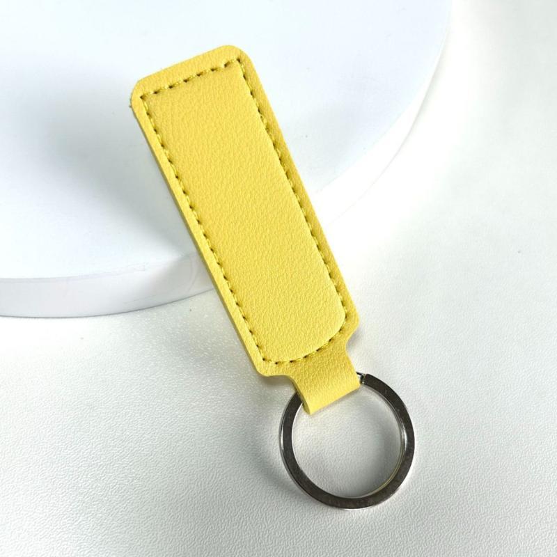 Simple PU Leather Keychain Soft Touch Solid Color Mini Key Holder Fashion Bag Pendant Decor for Daily Use