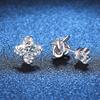 Elegant Clover Stud Earrings Women 50pt Moissanite Sterling Minimalist INS Style Floral Jewelry