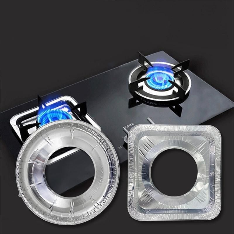 Stovetop Cover Aluminum Foils Liner Rounds/Square Stove Burners Cover Stove Protectors for Kitchen Gases StoveTop
